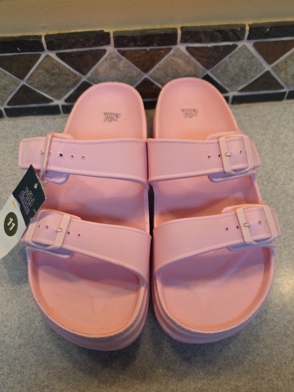 wild fable Pink Double-Strap Slide Sandals